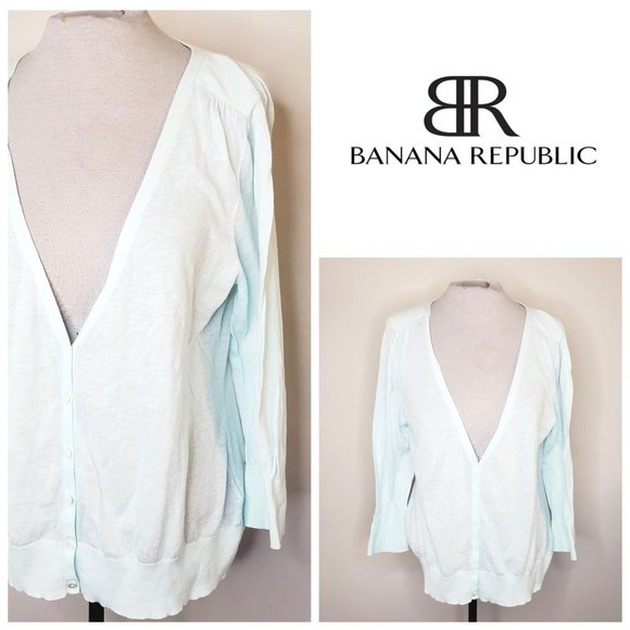 Banana Republic Sweaters - BANANA REPUBLIC Cotton/Linen Light Blue Cardigan
